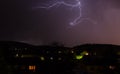 Spring thunderstorm above the city