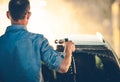 Spring Time Car Washing Using Pressure Washer Royalty Free Stock Photo