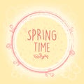 Spring time in circle with flowers, old paper background Royalty Free Stock Photo