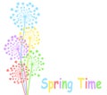 Spring time colorful background with bright dandelion flowers on Royalty Free Stock Photo