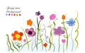 Spring time colorful doodle flowers illustration floral design background Royalty Free Stock Photo