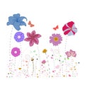 Spring time floral illustration design with butterfly Royalty Free Stock Photo