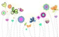 Spring time flowers. Abstract doodle blossom vector illustration Royalty Free Stock Photo