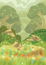 Spring time in a forest. Vector illustration decorative design