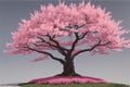 Spring time in nature with blooming tree. Blossoming cherry sakura tree, generative ai image