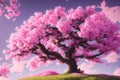 Spring time in nature with blooming tree. Blossoming cherry sakura tree, generative ai