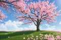 Spring time in nature with blooming tree. Blossoming cherry sakura tree, generative ai