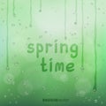 Spring time text on blurry rain bokeh