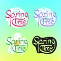 Spring time text set color background Royalty Free Stock Photo