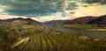 Spring time in Wachau valley. View to Spitz village and Danube river from Hinterhaus castle. Lower Austria Royalty Free Stock Photo