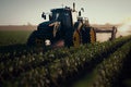 In the spring,The tractor in farmland farming Royalty Free Stock Photo