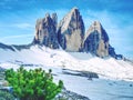 Spring on trail around Tre Cime Three Peaks di Lavaredo massive