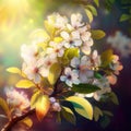 Spring Tree Flowers, Cherry Blossom, Blooming Sakura Drawing Imitation, Abstract Generative AI Illustration Royalty Free Stock Photo