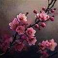 Spring Tree Flowers, Cherry Blossom, Blooming Sakura Drawing Imitation, Abstract Generative AI Illustration Royalty Free Stock Photo