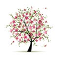 Spring tree with roses for your design Royalty Free Stock Photo