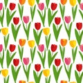 Spring Tulip Flowers Seamless Pattern Background Vector Illustration