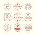 Spring typographic badges design set.