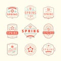 Spring typographic badges design set.