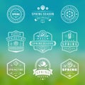 Spring typographic badges design set.