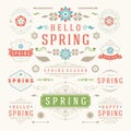 Spring Typographic Design Set. Retro and Vintage Style Templates. Royalty Free Stock Photo