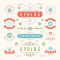 Spring Typographic Design Set. Retro and Vintage Style Templates.