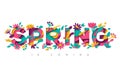 Spring typography design with paper cut shapes