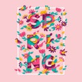 Spring typography design with square frame