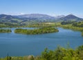 Spring in the Urkulu reservoir. Urkulu reservoir with Orixol mountain in the background, Euskadi Royalty Free Stock Photo