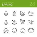 Spring vector outline icon set