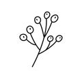 Spring Vector stylized berries with monoline lines. Scandinavian illustration art element. Decorative summer floral