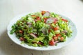 Spring vegan salad with tomato, cucumbers, radish and chinese cabbage Royalty Free Stock Photo