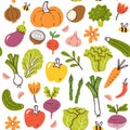Colorful Spring Vegetables Seamless Pattern
