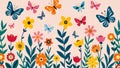 Spring Vibes: Colorful Floral and Butterfly Pattern Design