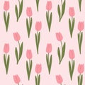 Spring Vibes mood pink pattern, atmosphere of nature waking up, pink tulips, light spring romantic pattern. Love