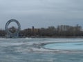 View on the embankment in Astana at the spring