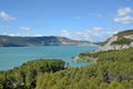 Spring view of the blue lake Yesa Royalty Free Stock Photo