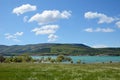 Spring view of the blue lake Yesa Royalty Free Stock Photo