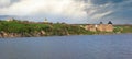 Spring view of Khotyn Fortress on Dniester riverside Chernivtsi Oblast, Ukraine. Construction was started in 1325, while major Royalty Free Stock Photo