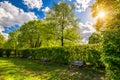 Spring view in Letna Park, Prague, Czech Republic. Spring in Prague (Praha), beautiful Letna park (Letenske sady) in sunlight, Royalty Free Stock Photo