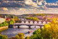 Spring view in Letna Park, Prague, Czech Republic. Spring in Prague Praha, beautiful Letna park Letenske sady in sunlight,