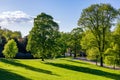 Spring view in Letna Park, Prague, Czech Republic. Spring in Prague Praha, beautiful Letna park Letenske sady in sunlight, Royalty Free Stock Photo