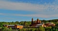 Spring view of the Resurrection Monastery in the rays of the morning sun.