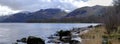 Spring view with snow over Ullswater near Aira Force waterfall towards Helvellyn, Lake District National Park Royalty Free Stock Photo