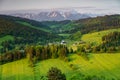 Spring view of the Tatra Mountains from Grandeus peak. Royalty Free Stock Photo