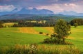 Spring view of the Tatra Mountains in Poland from Spisz and Podhale. Royalty Free Stock Photo