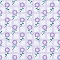 Spring Vintage Purple Floral Gingham Seamless Pattern Background
