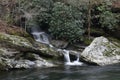 Falling waterfall in the Great Smoky Mountains. Royalty Free Stock Photo