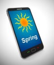 Spring weather on a mobile phone app shows heatwave - 3d illustration