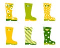 Spring wellington rain boots set Royalty Free Stock Photo