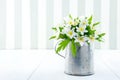 Spring wild flowers in an old metal cup Royalty Free Stock Photo